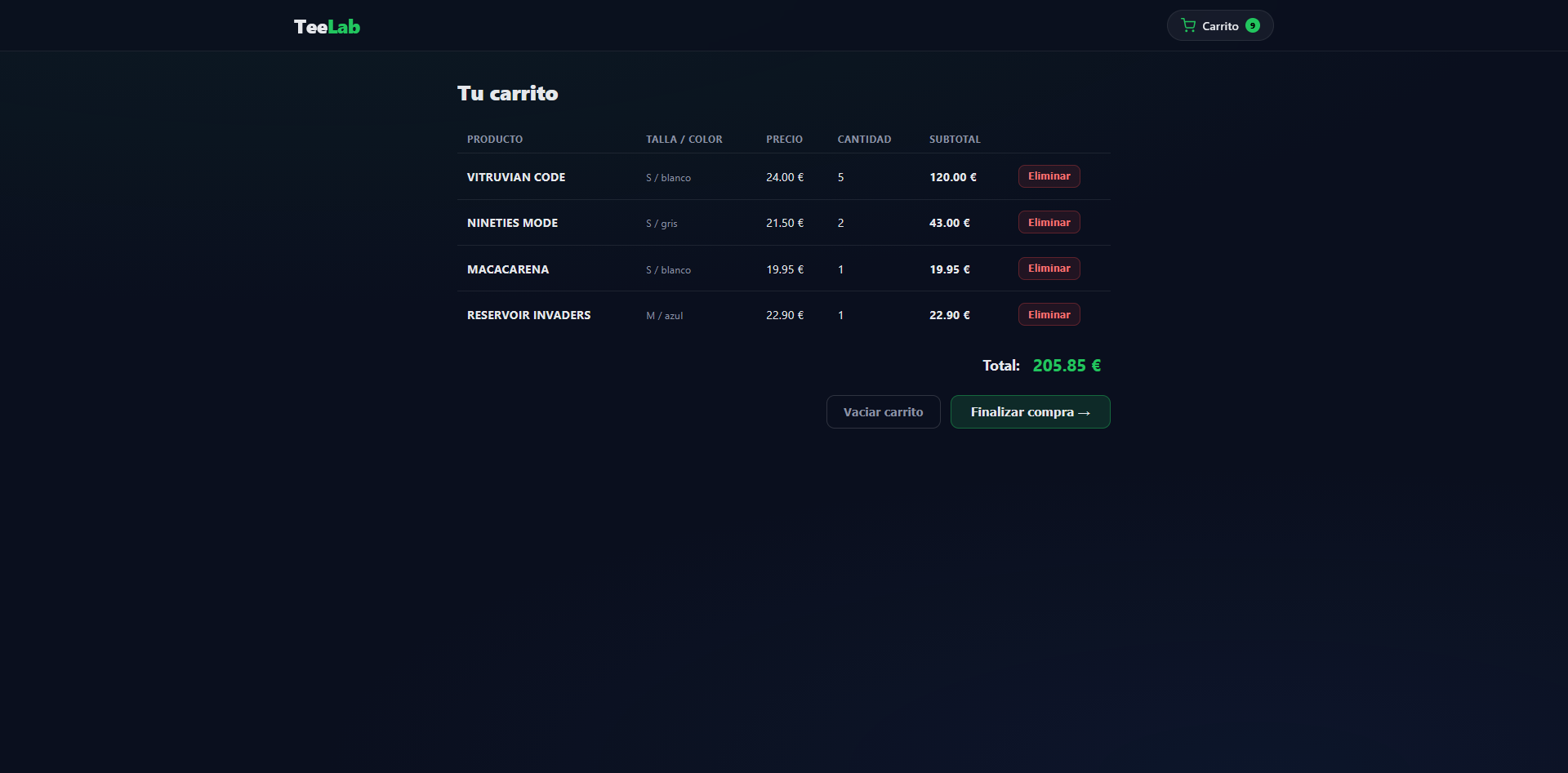 T-Shirt Shop API screenshot 2